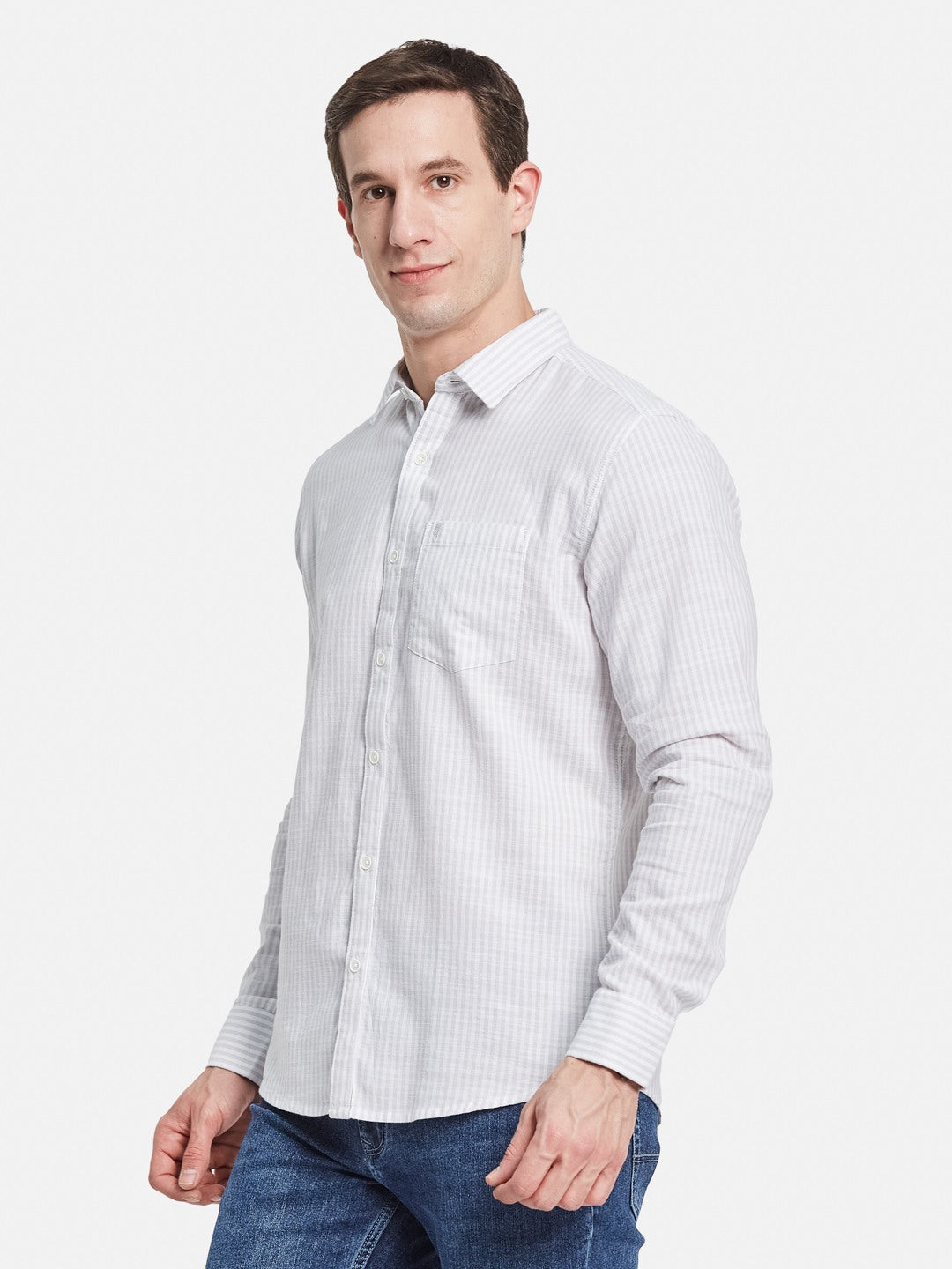 METTLE Men Multi Striped Regular Fit Casual Cotton Shirt