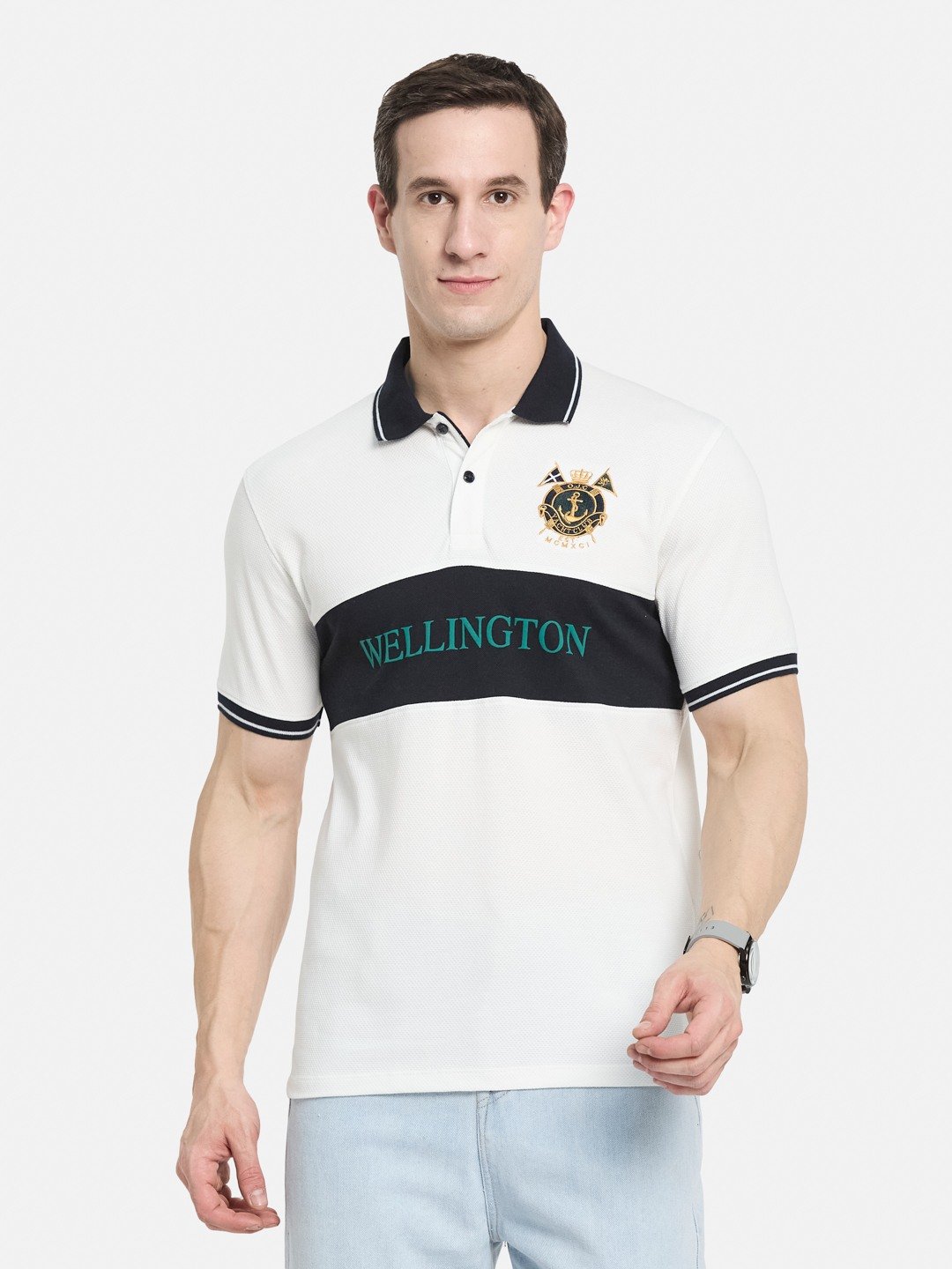 CUT N SEW  CHEST PRINT EMBROIDED APPLIQUE  T-SHIRT