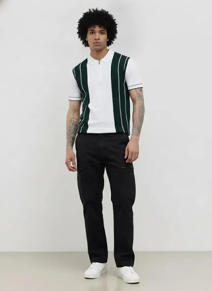 Men Black Solid Trousers