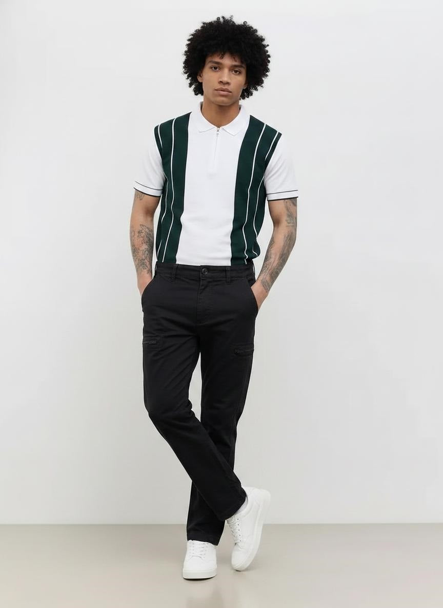 Men Black Solid Trousers