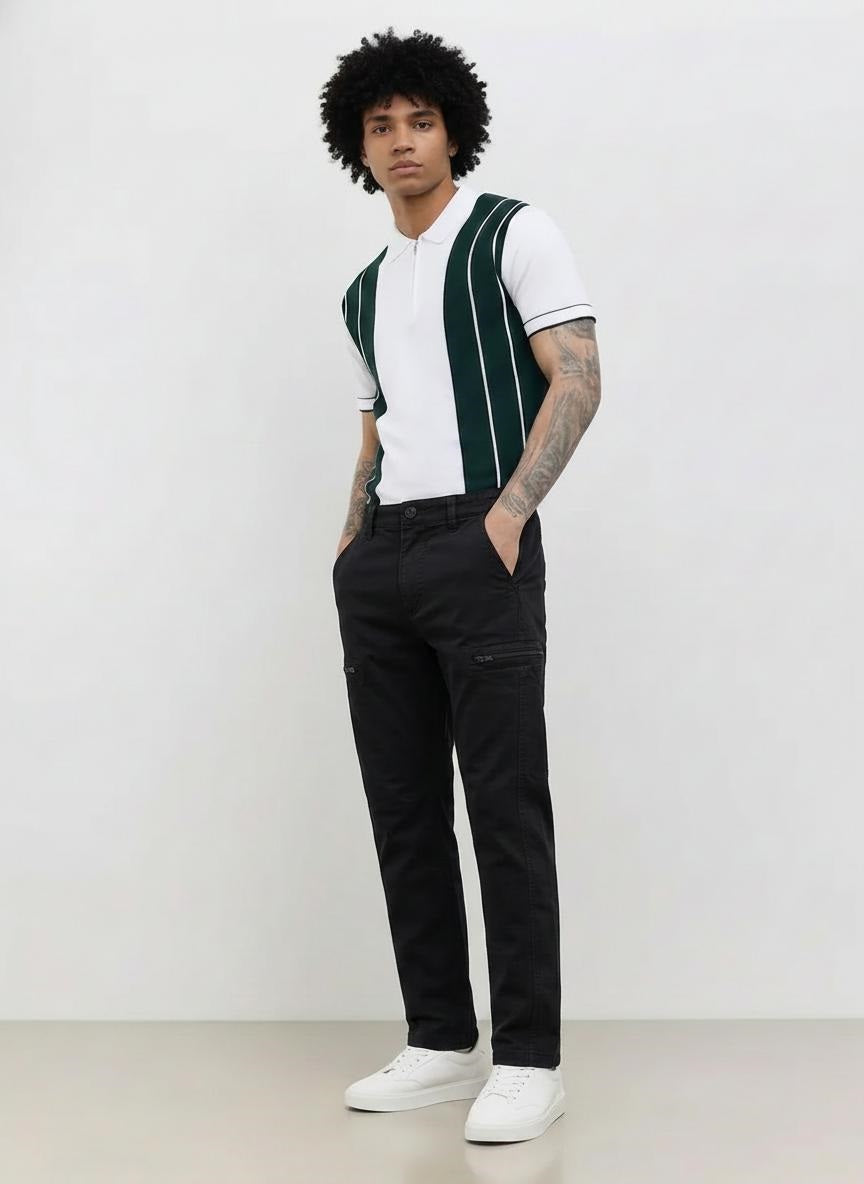 Men Black Solid Trousers