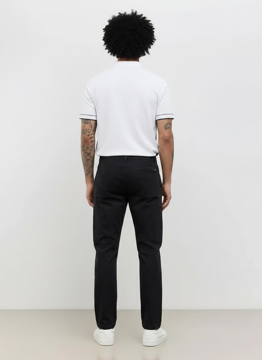 Men Black Solid Trousers