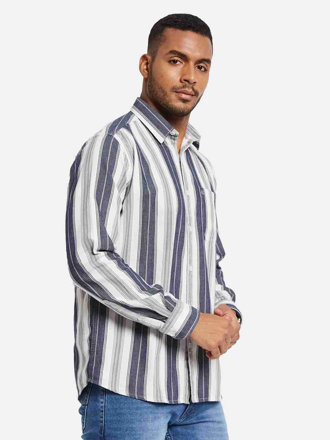 METTLE Men Multi Stripes Opaque Striped Casual Shirt