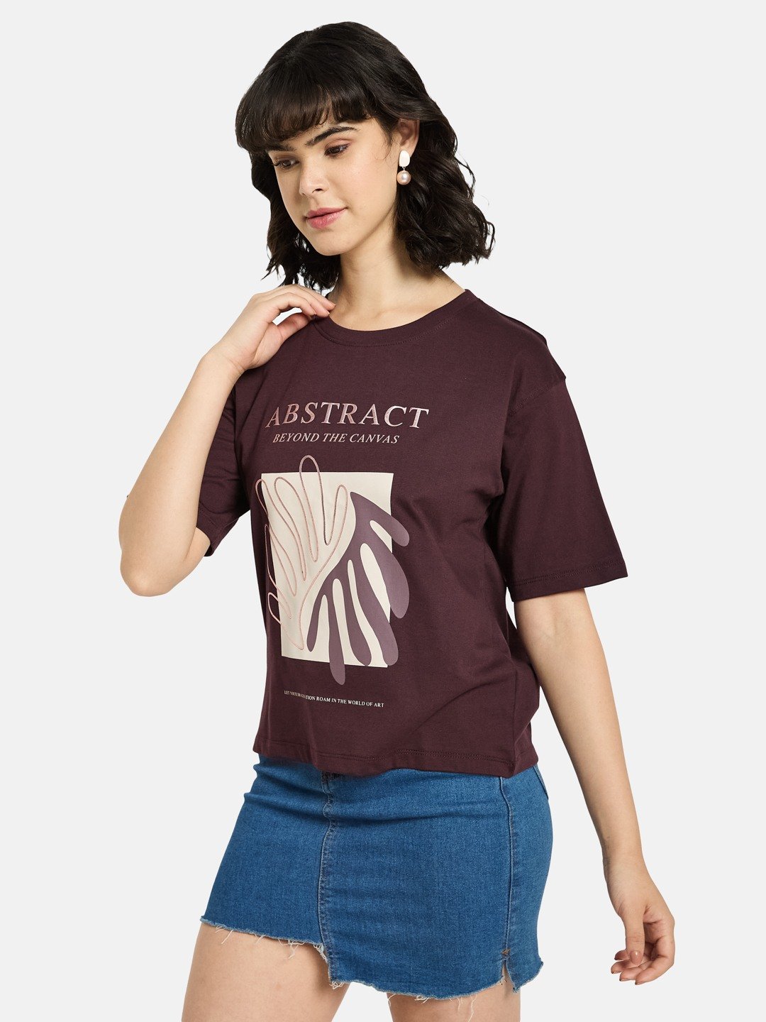 METTLE Women Graphic Printed Round Neck Cotton T-shirt