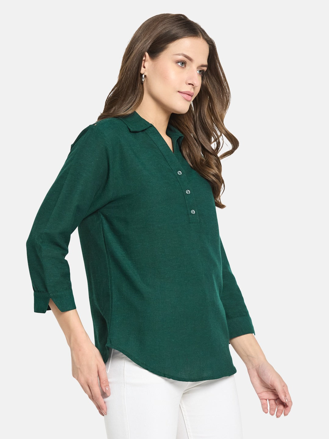 METTLE Women Cotton Shirt Collar Top