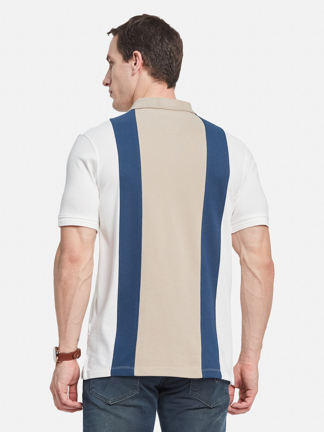 Octave Men Colourblocked Polo Collar T-shirt