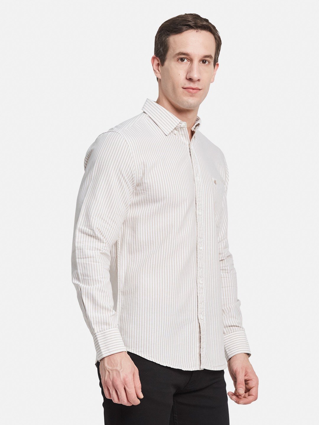 METTLE Men Multi Stripes Opaque Striped Casual Shirt