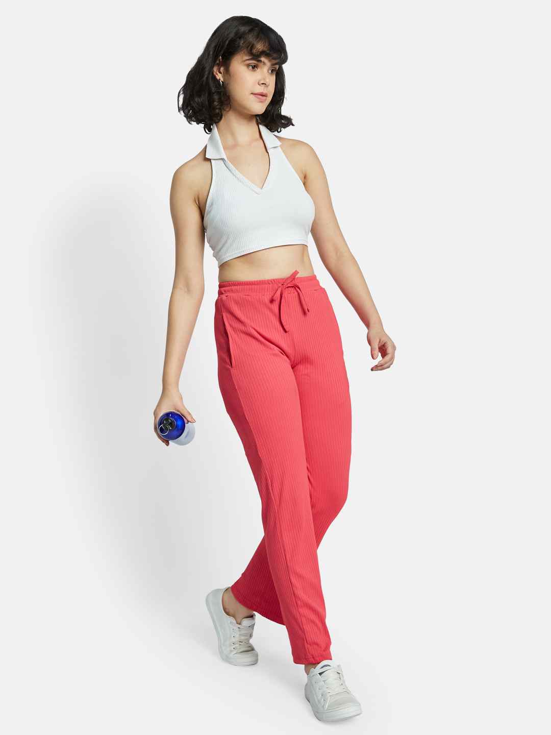METTLE Women Striped Cotton Track Pants