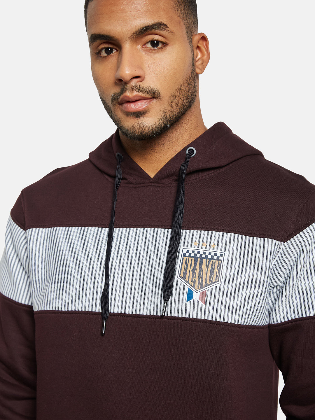Octave Men Colourblocked Hooded Sweatshirt