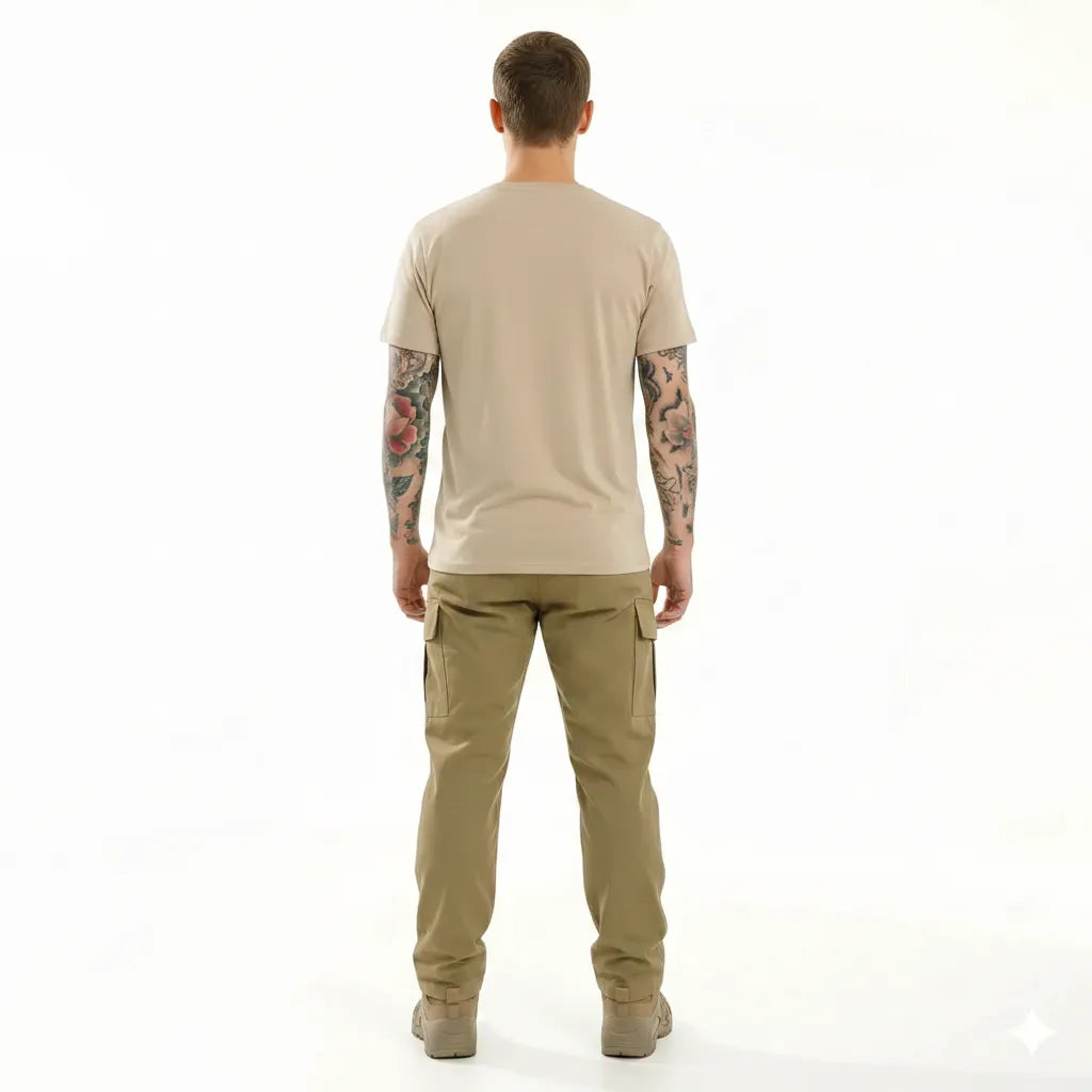 Men Brown Rice V-Neck T-shirt