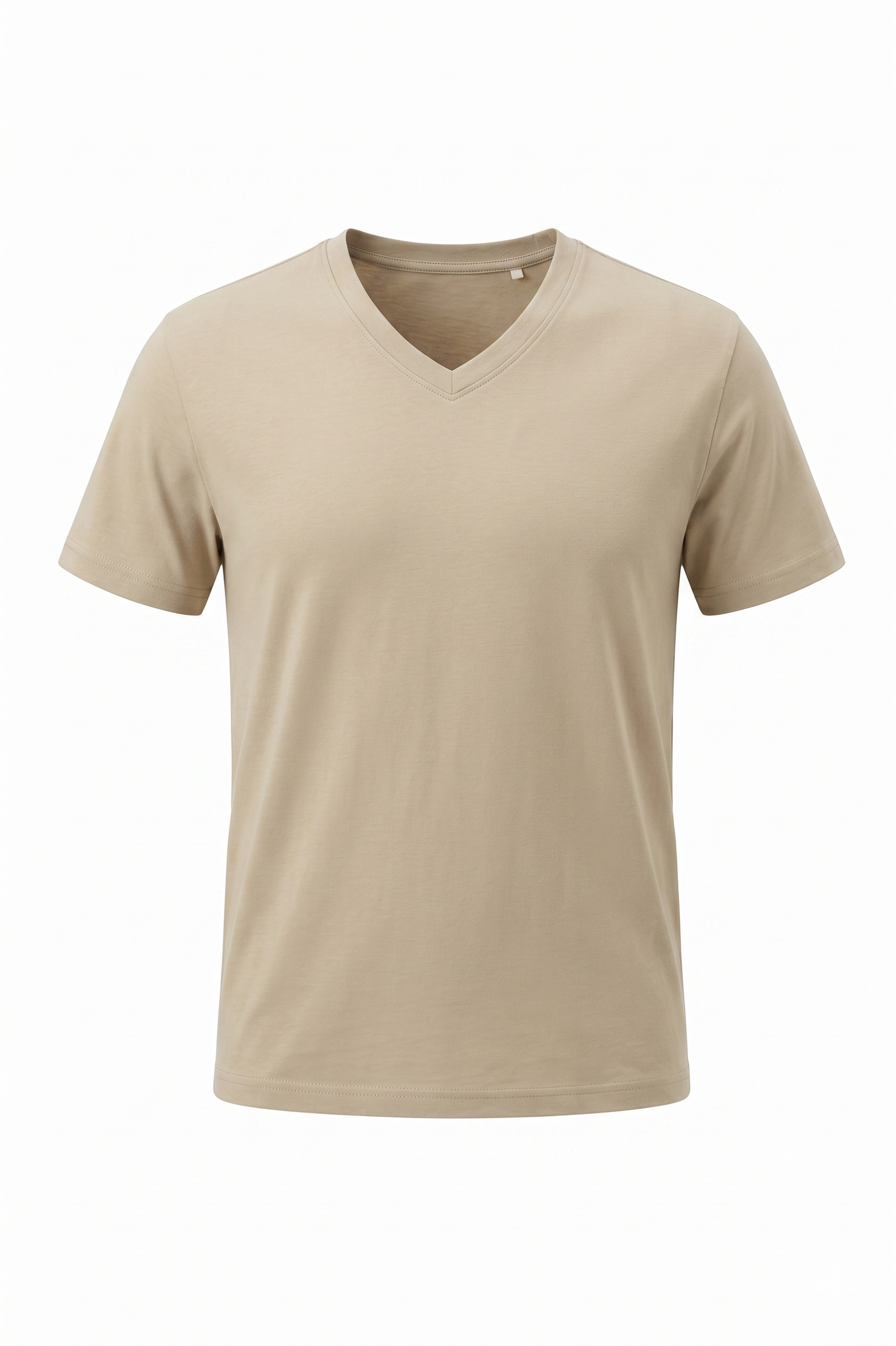 Men Brown Rice V-Neck T-shirt