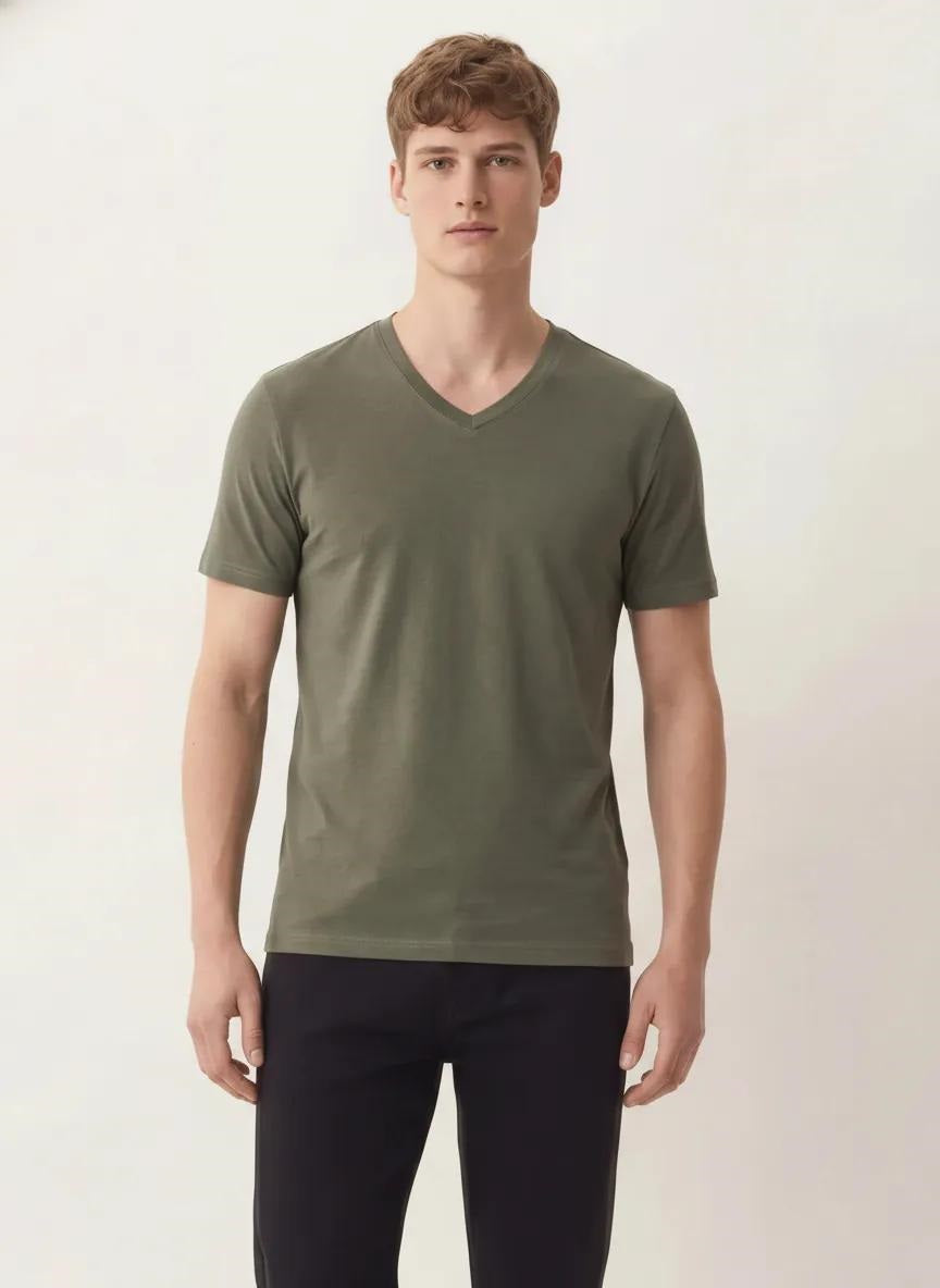 Men Four Leaf V-Neck T-shirt