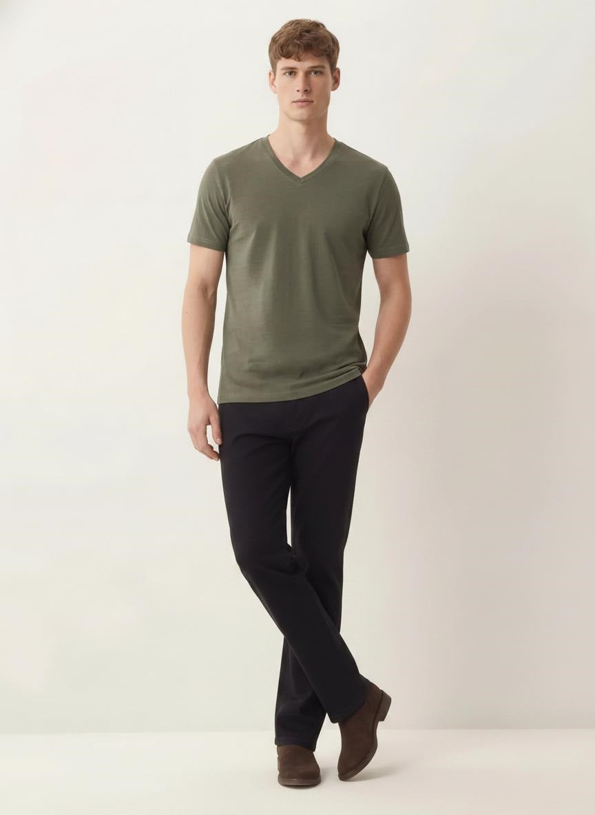 Men Four Leaf V-Neck T-shirt