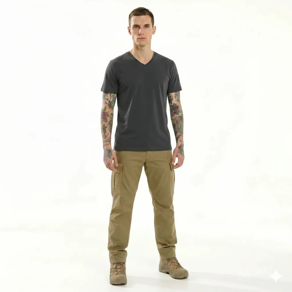 Men Navy V-Neck T-shirt