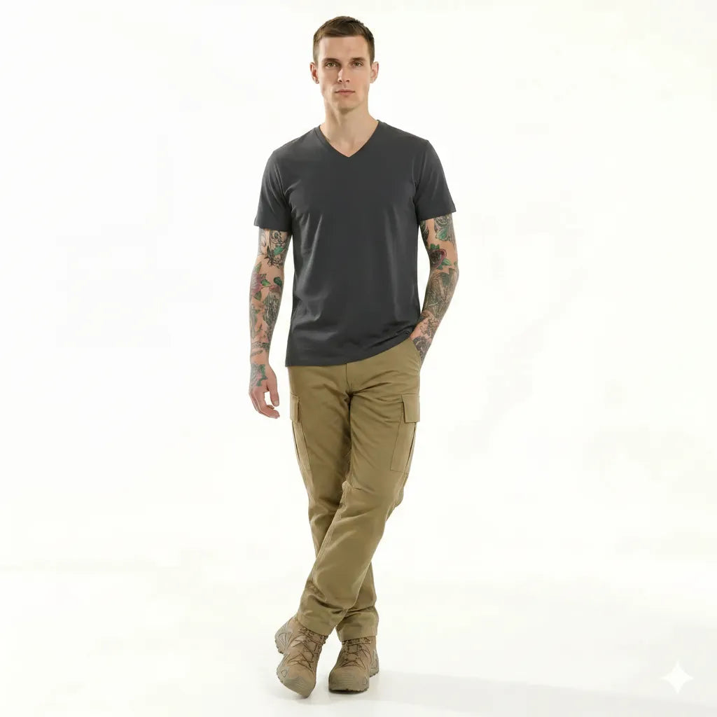 Men Navy V-Neck T-shirt