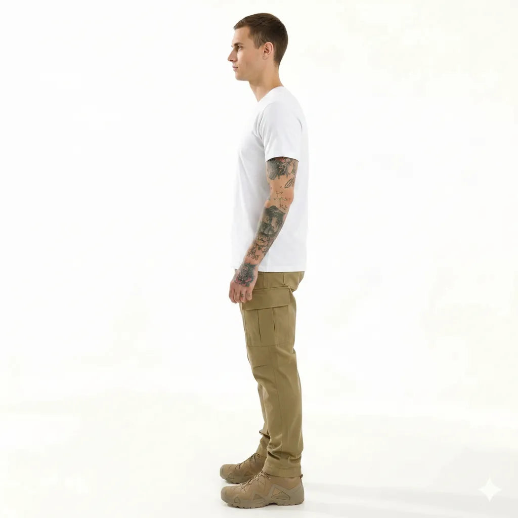 Men White V-Neck T-shirt