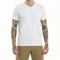 Men White V-Neck T-shirt