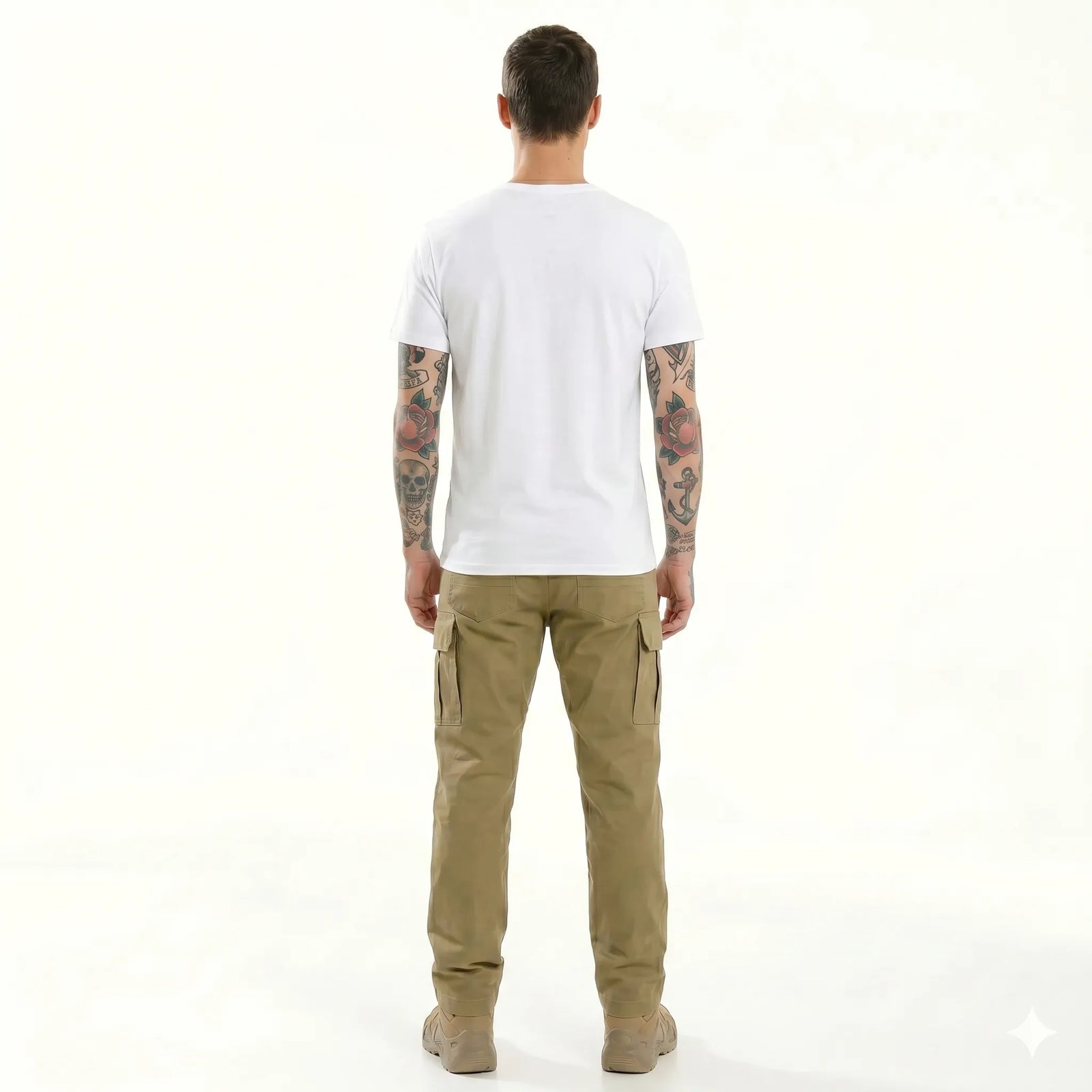 Men White V-Neck T-shirt