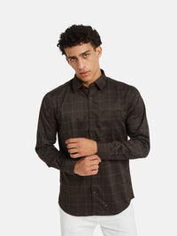 METTLE Men Checked Spread Collar Cotton Casual Shirt