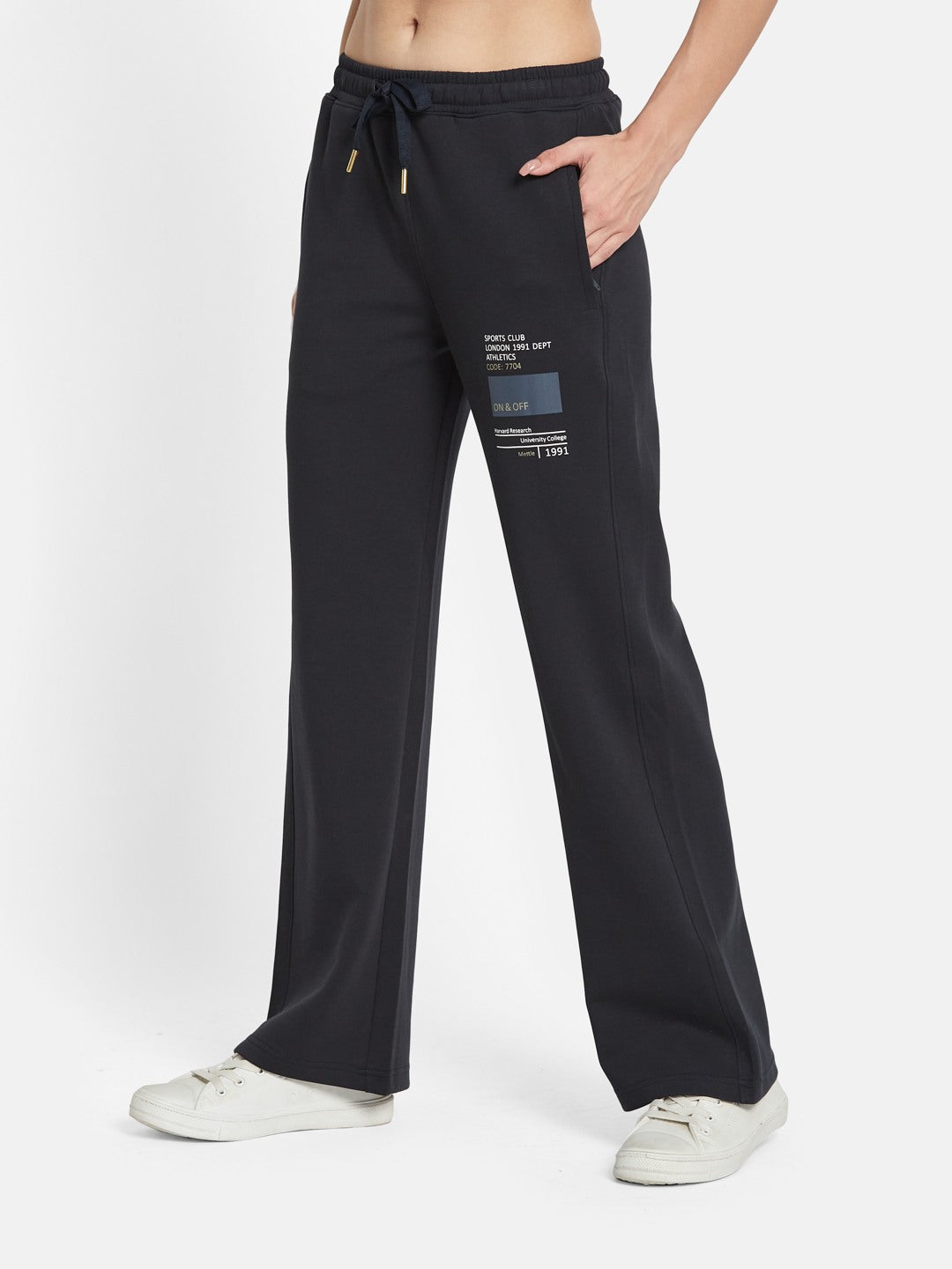 METTLE Women Printed Cotton Mid Rise Track Pants