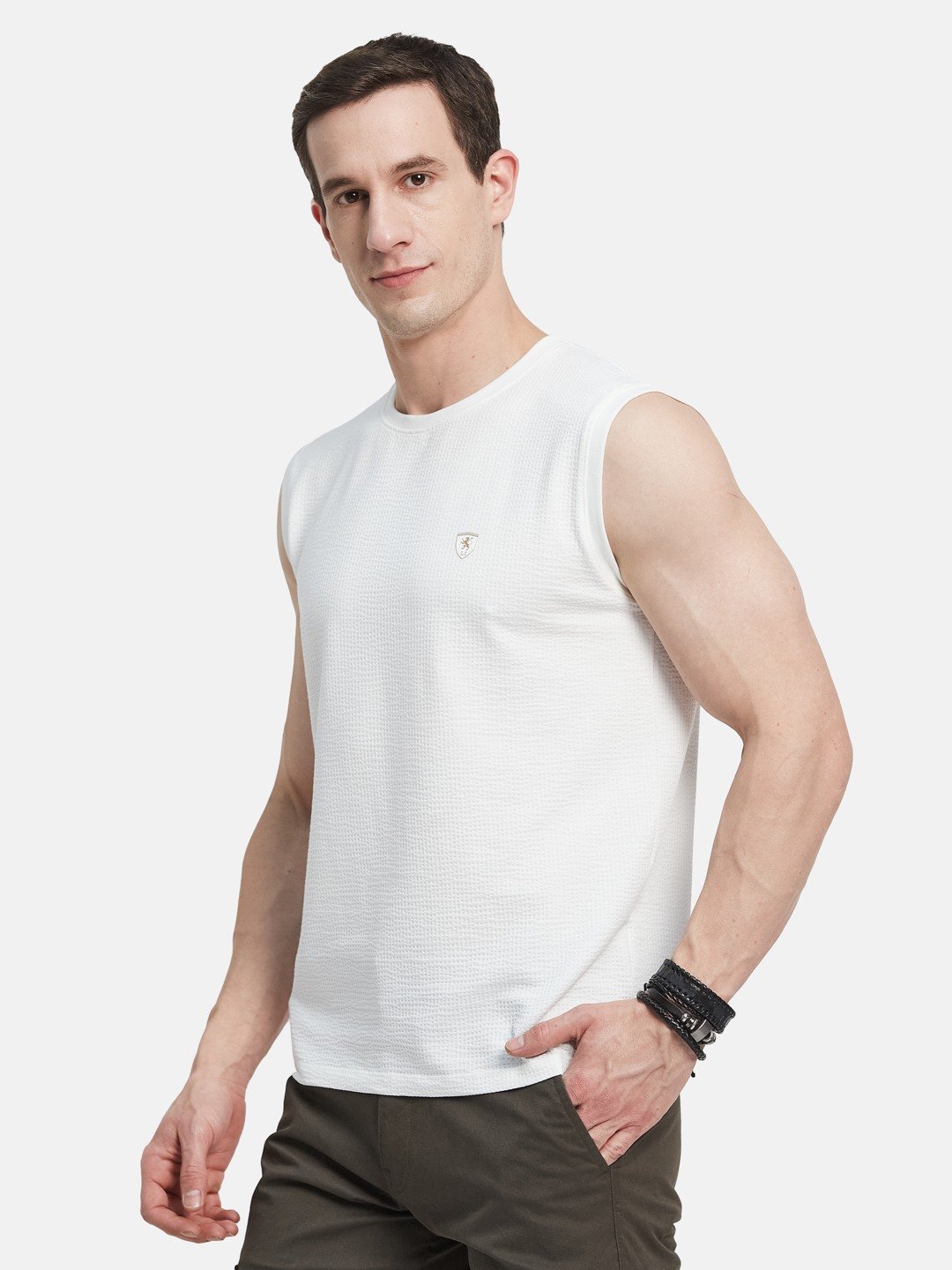 CORE ROUND NECK SHANDOW  SEER SUCKER T-SHIRT