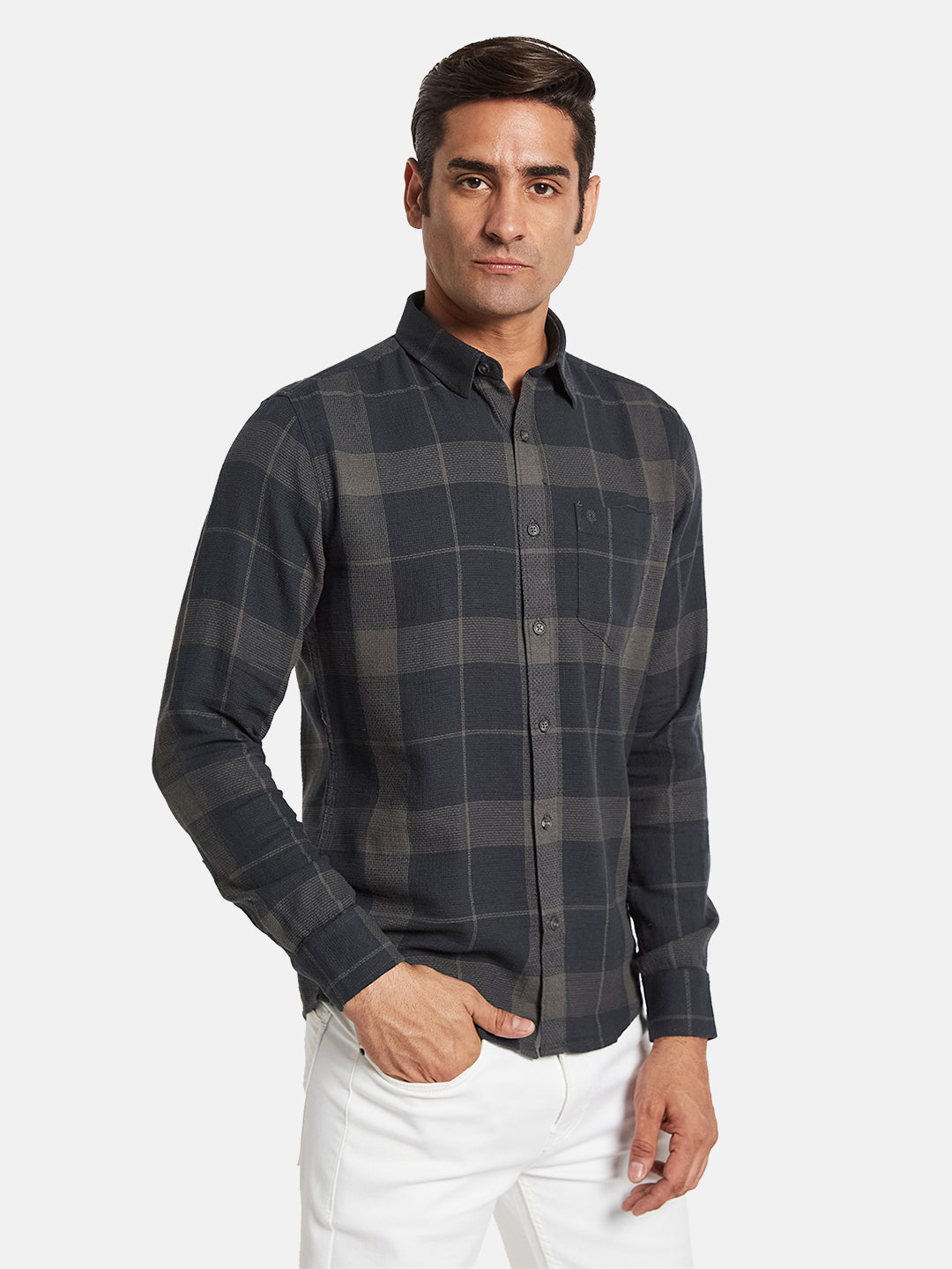 METTLE Men Opaque Checked Casual Shirt