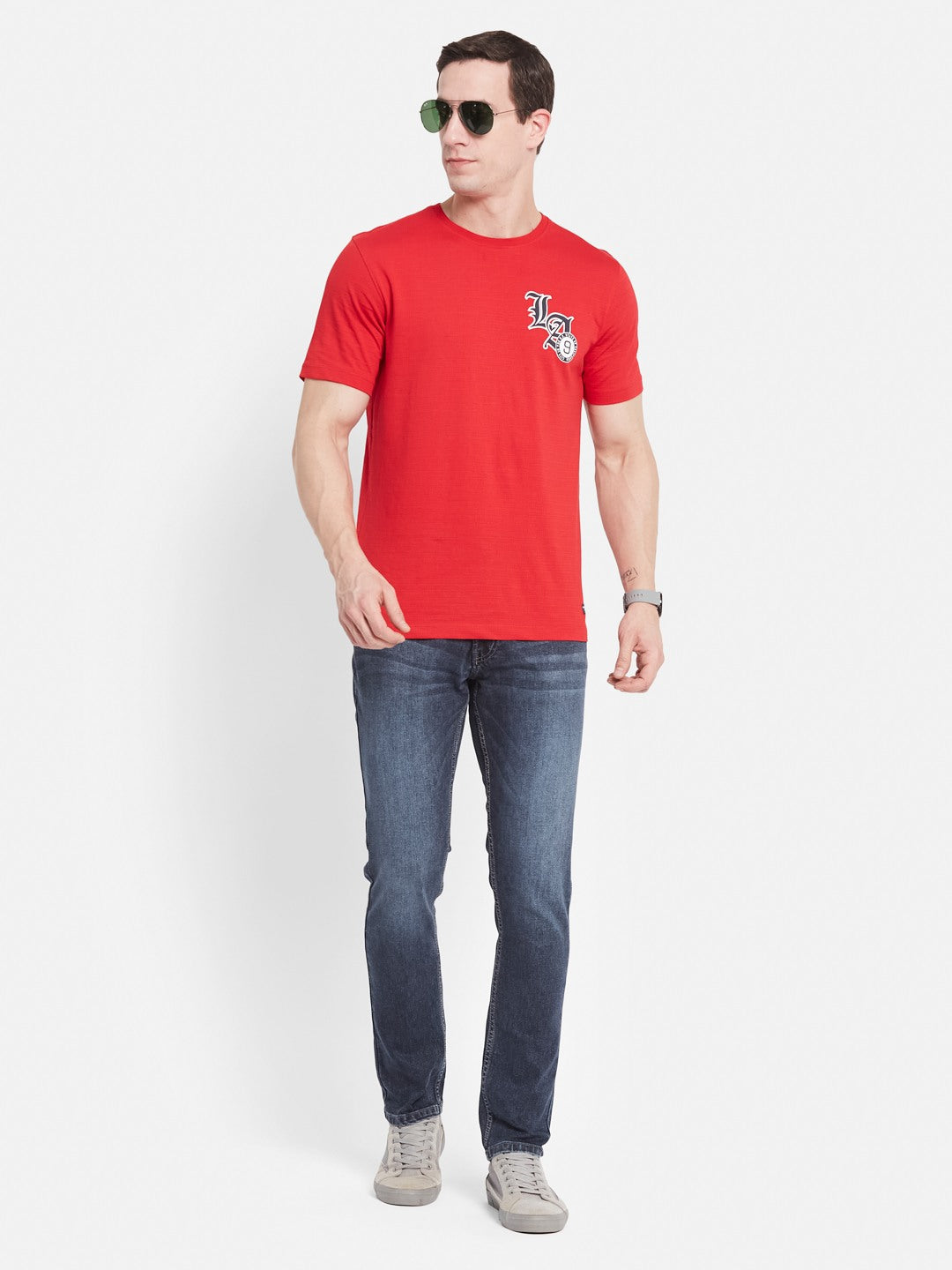 Octave Men Printed Monochrome T-shirt