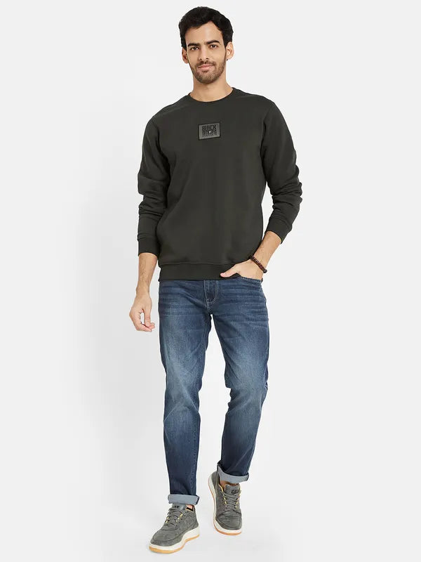 Octave Men Olive Green Sweatshirt