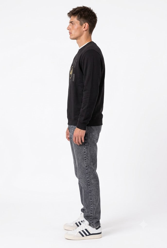 Men's Batman Black Graphic Sweatshirt | Cotton Brushed Fleece Crew Neck Pullover