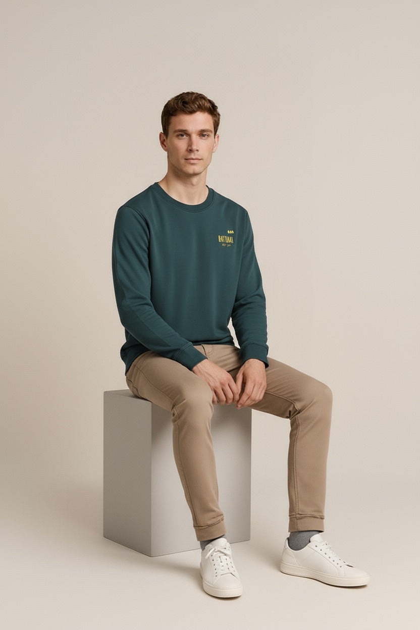Octave Men Solid Round Neck Sweatshirt