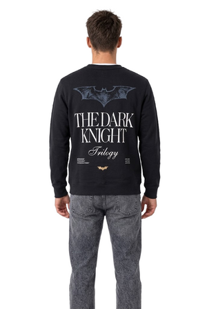 Men's Dark Knight Black Graphic Sweatshirt | Cotton Brushed Fleece Crew Neck Pullover