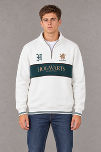 Men's Hogwarts Off-White Waffle Bonded Sweatshirt | Wizarding World Half-Zip Winter PulloverProduct