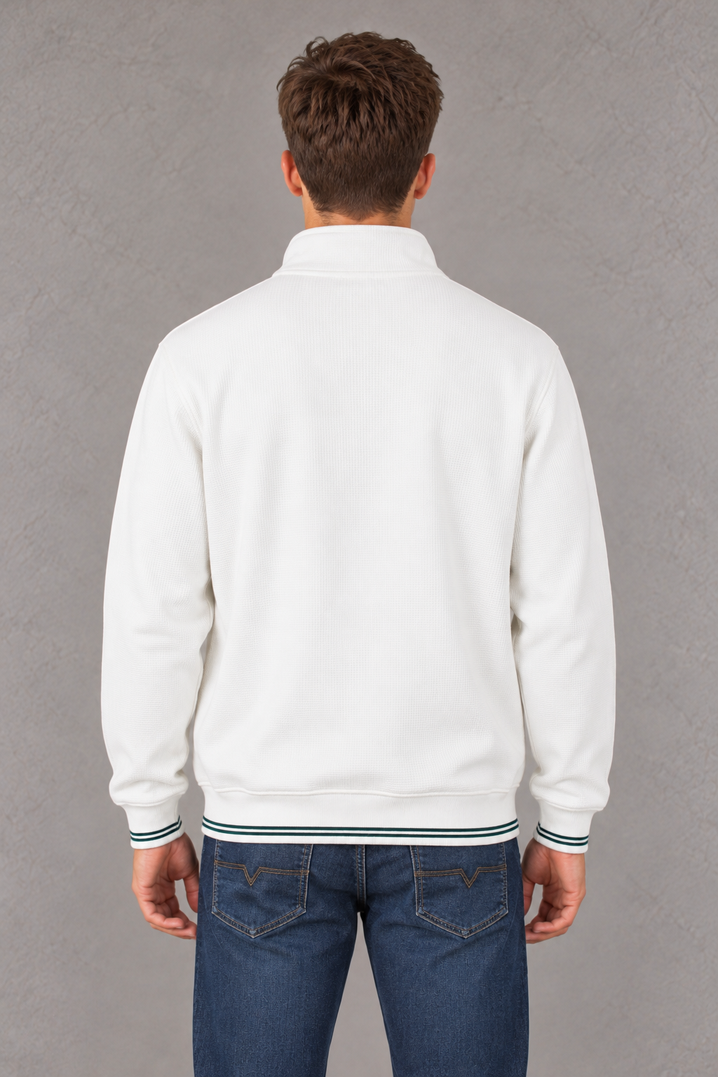 Men's Hogwarts Off-White Waffle Bonded Sweatshirt | Wizarding World Half-Zip Winter PulloverProduct