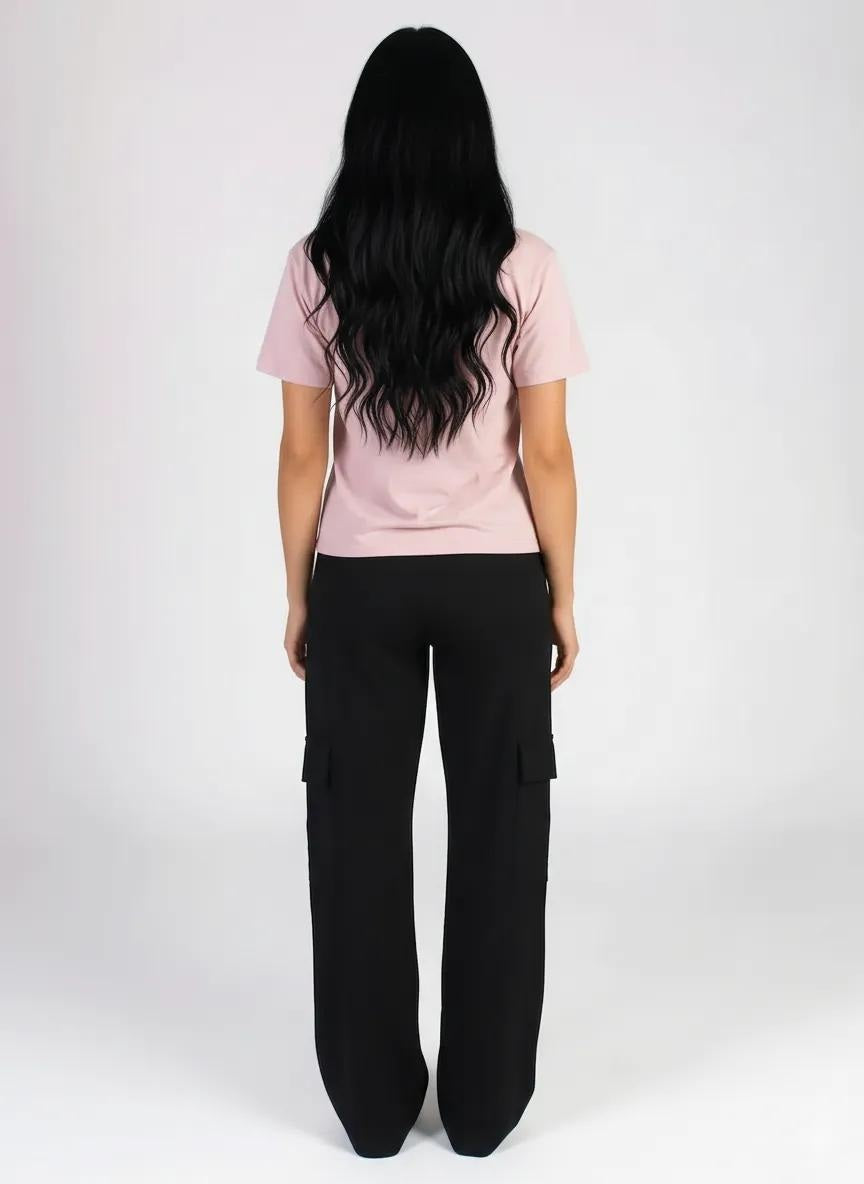 Women Barely Pink Printed Pockets T-shirt
