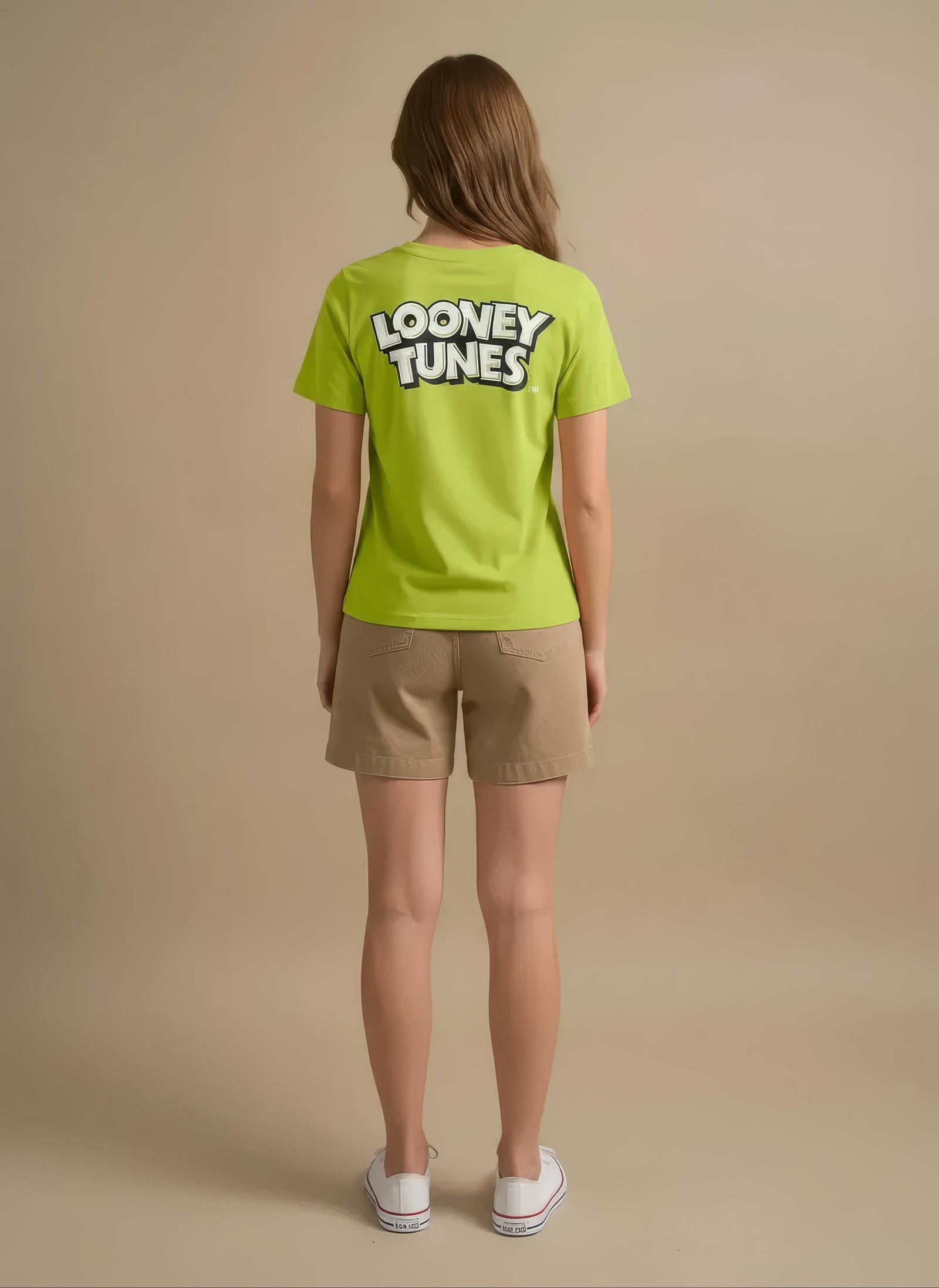 Women Lime Green Printed Round Neck T-Shirt