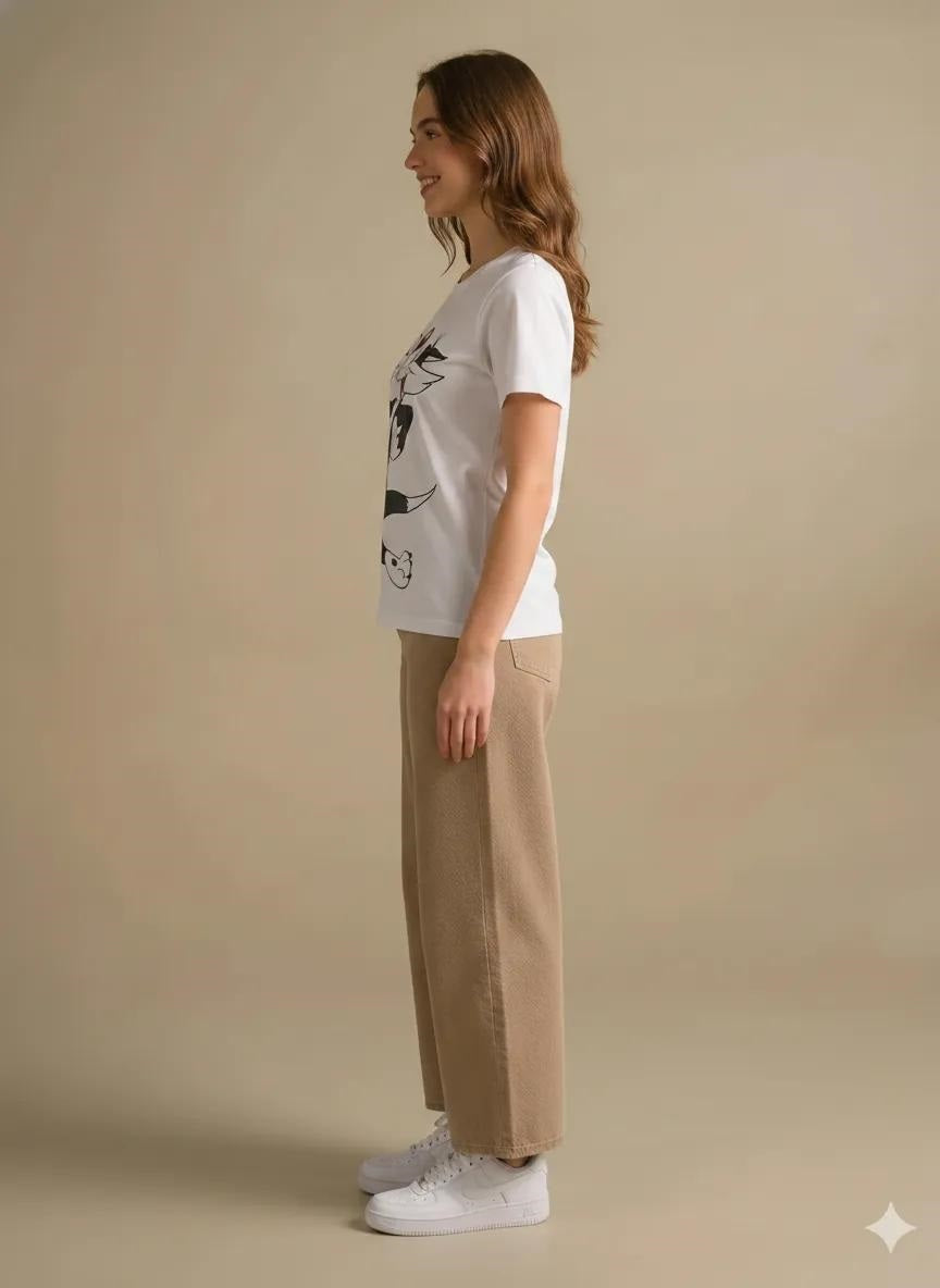 Women White Looney Tunes Printed T-shirt