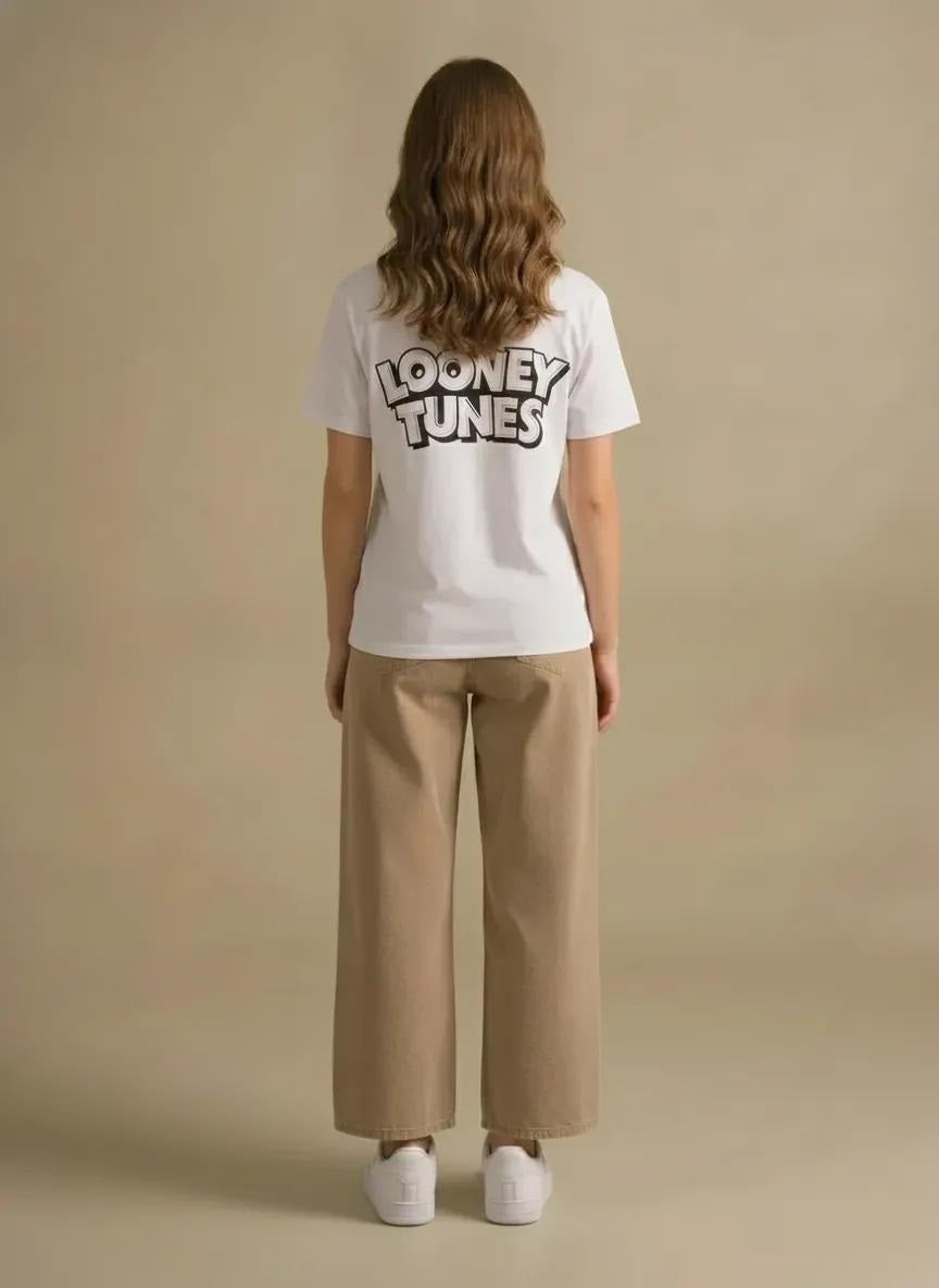 Women White Looney Tunes Printed T-shirt