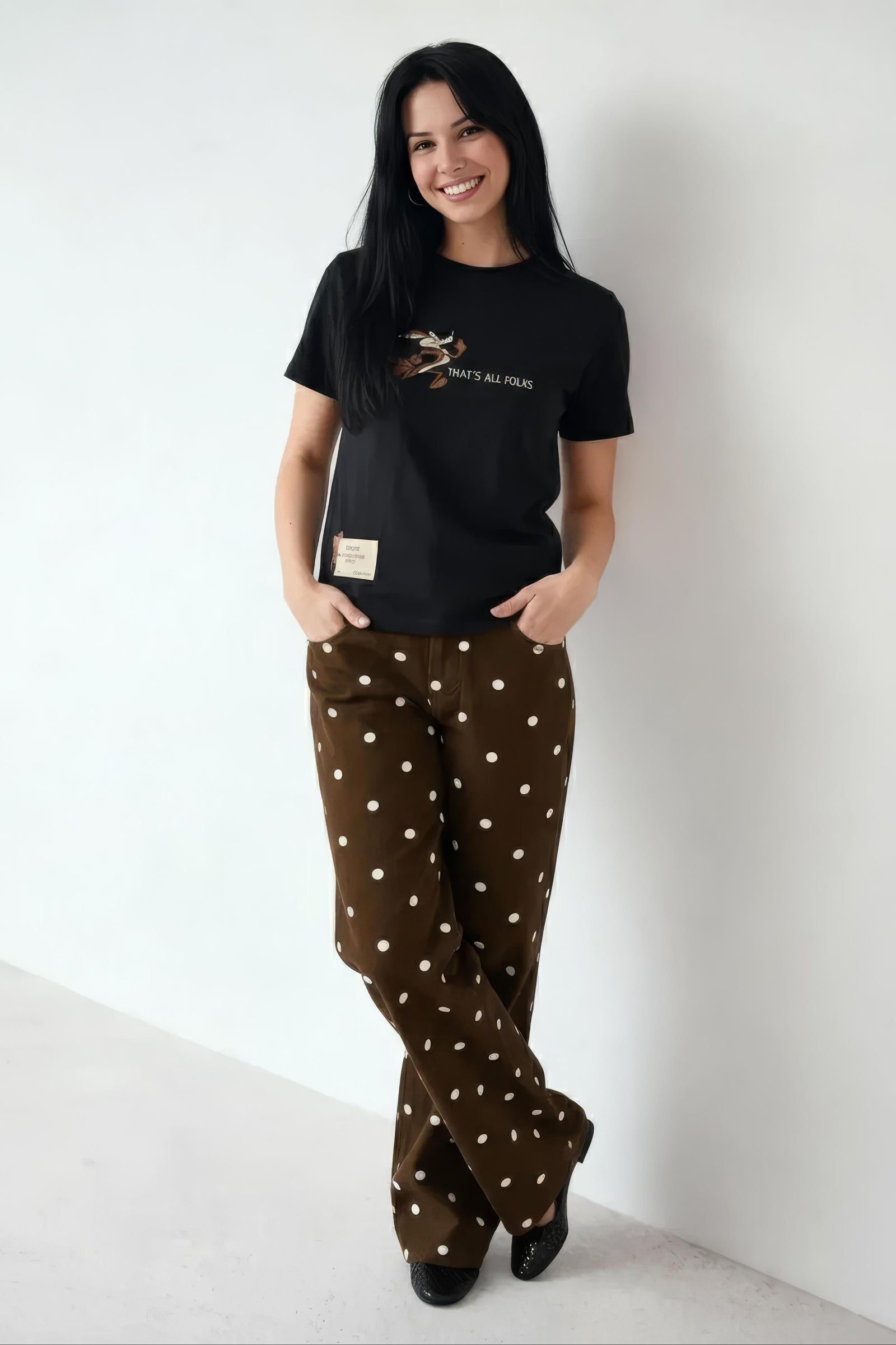 Women Black Printed Round Neck T-Shirt