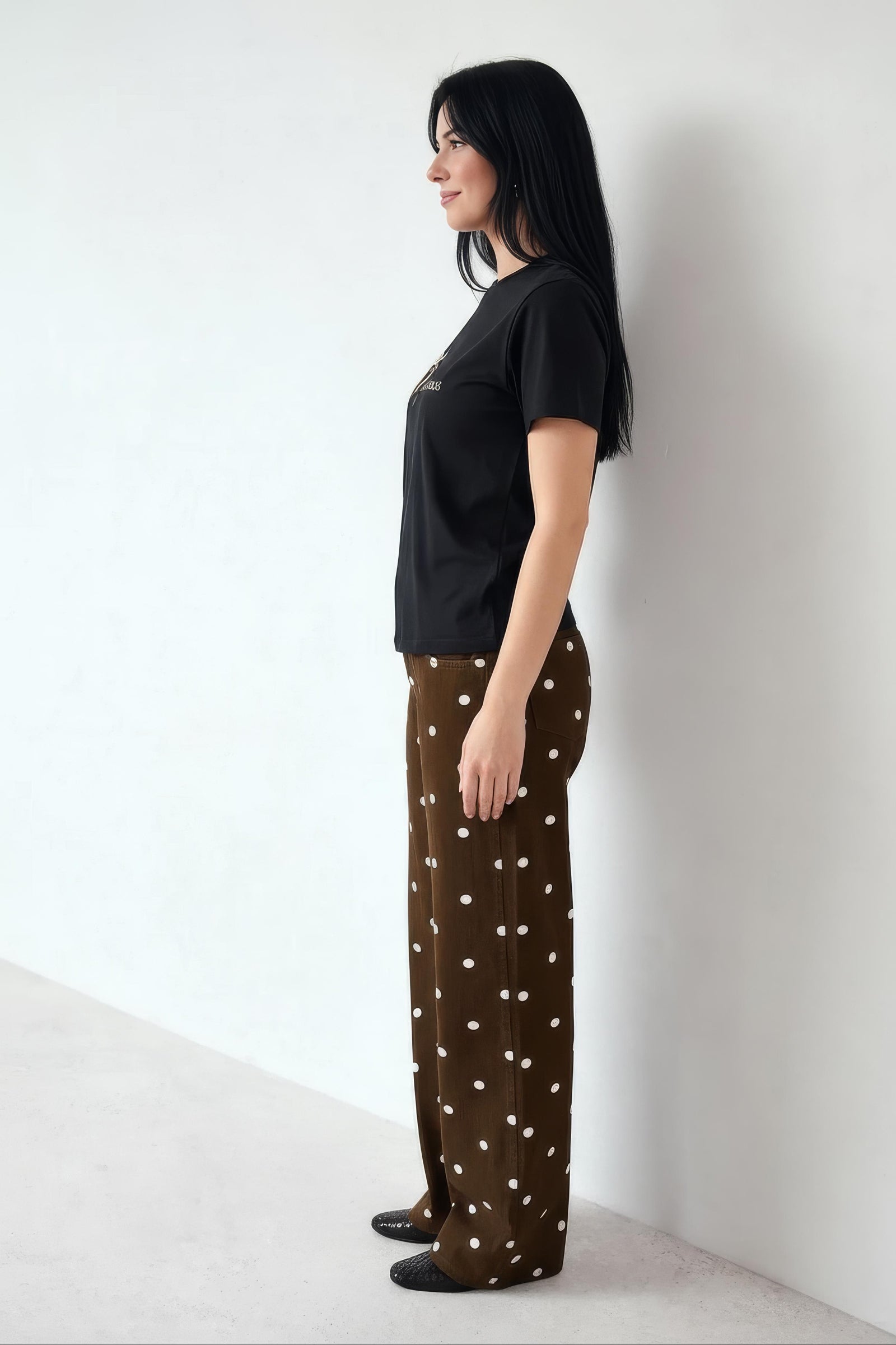 Women Black Printed Round Neck T-Shirt