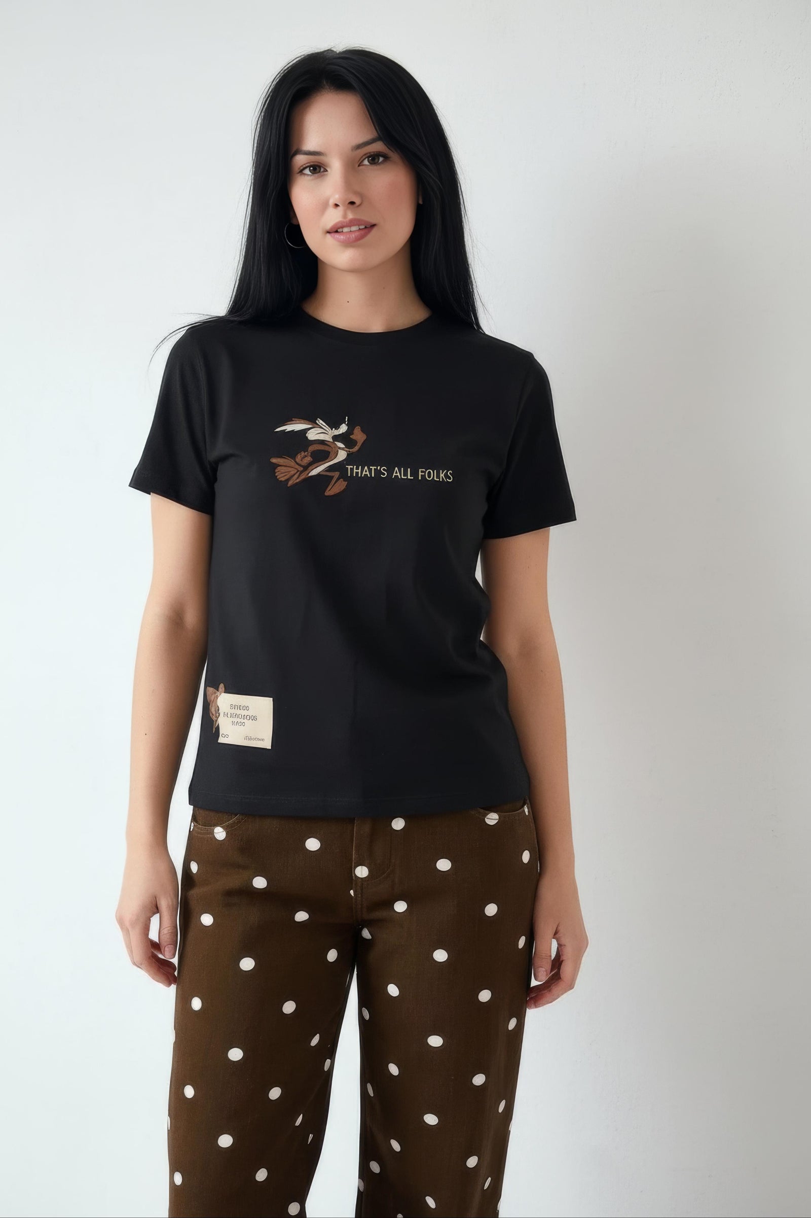 Women Black Printed Round Neck T-Shirt