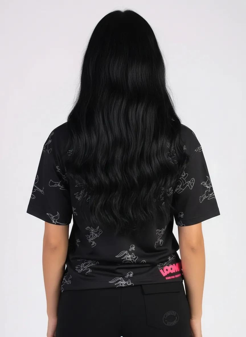 Women Black Looney Tunes Printed T-shirt