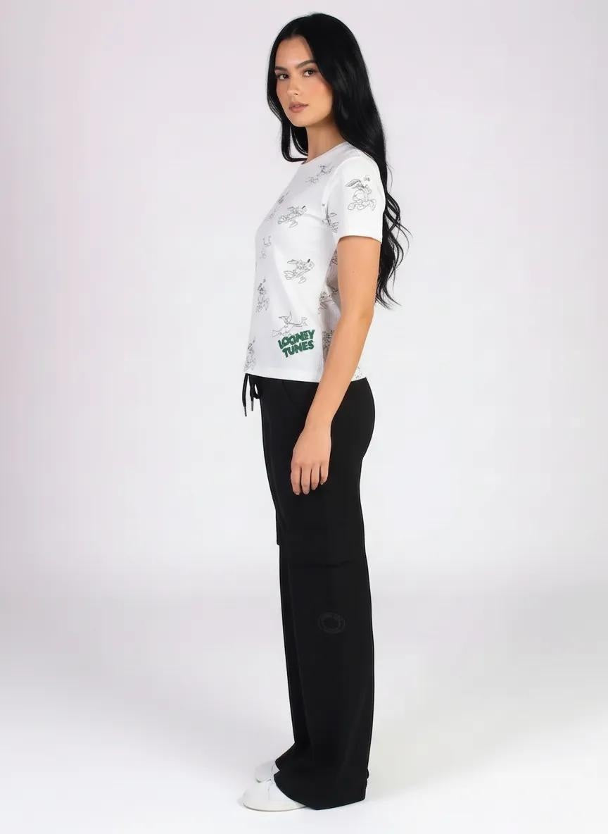 Women White Looney Tunes Printed T-shirt