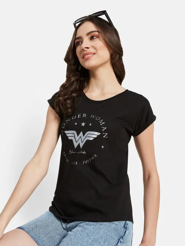 Warner Bros Wonder Woman Typographic Print T-Shirt