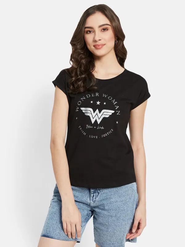 Warner Bros Wonder Woman Typographic Print T-Shirt