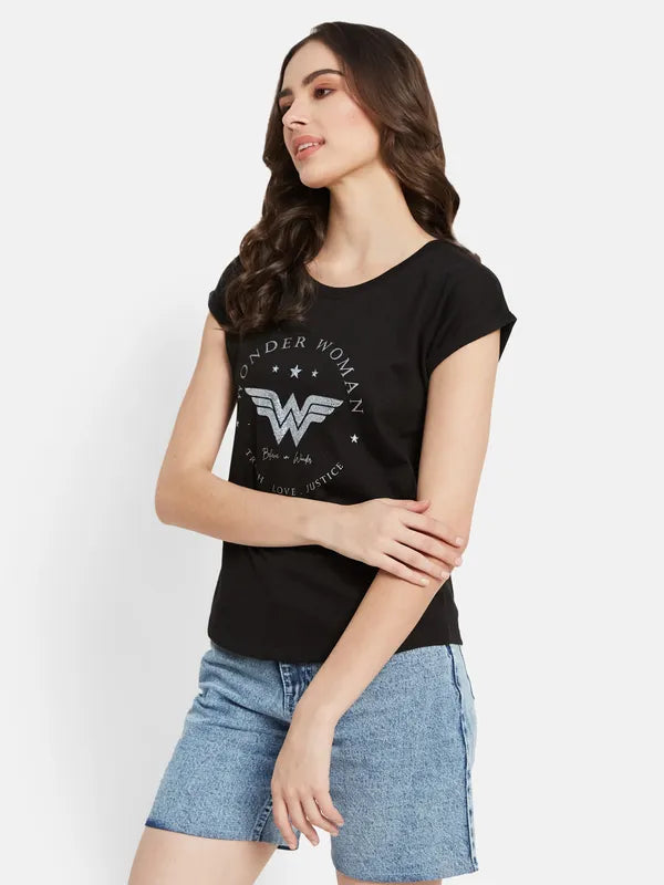 Warner Bros Wonder Woman Typographic Print T-Shirt