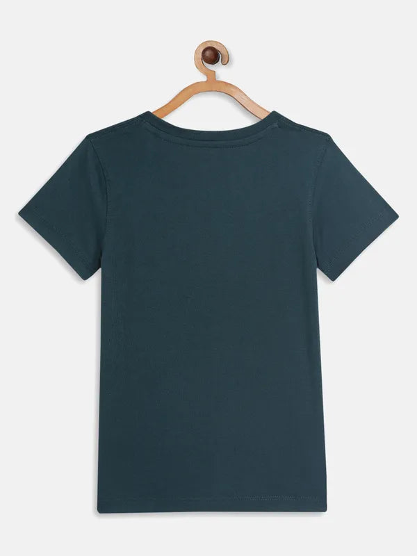 Teal Graphic Round Neck