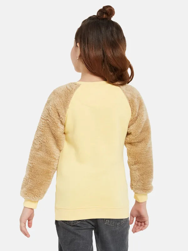 Mettle Girls Yellow Printed Sweatshirt