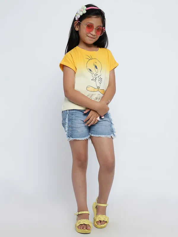 Mettle Girls Tweety Printed Cotton T-Shirt