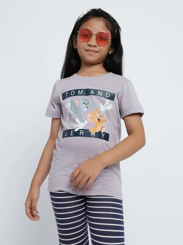 Mettle Girls Tom  Jerry Printed Cotton T-Shirt