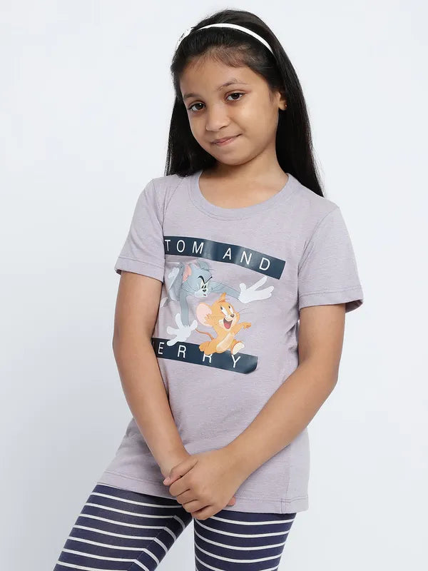 Mettle Girls Tom  Jerry Printed Cotton T-Shirt